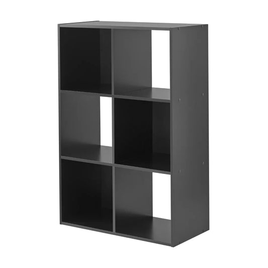 6-Cube Storage Organizer, Black bookshelves，book shelf