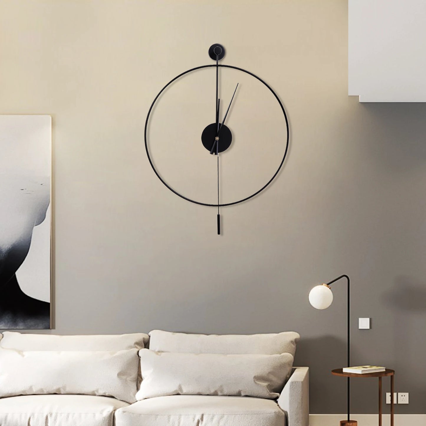 Large Wall Clock with Pendulum Non-Marking Nail
