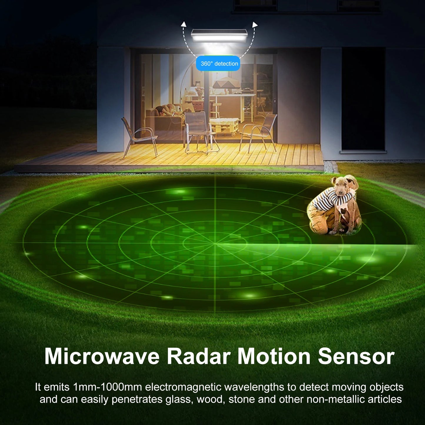 Radar Motion Sensor Aluminum Solar Lamp Wall Light