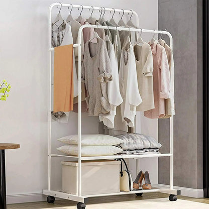1.5m Large Clothes Rack Double Rail Rolling Stand