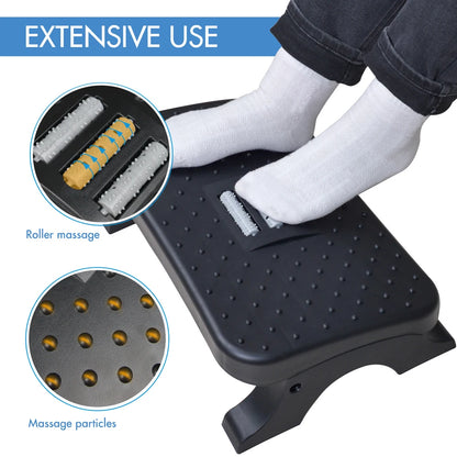 Under Desk Footrest Ergonomic Foot Stool with Massage Rollers