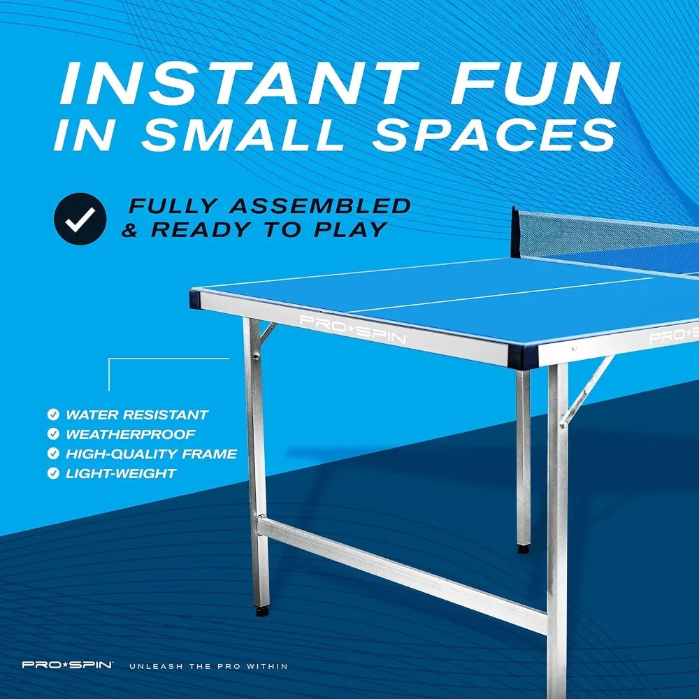 Midsize Ping Pong Table | Foldable | Premium Ping Pong Paddles & Balls | 100% Pre-Assembled