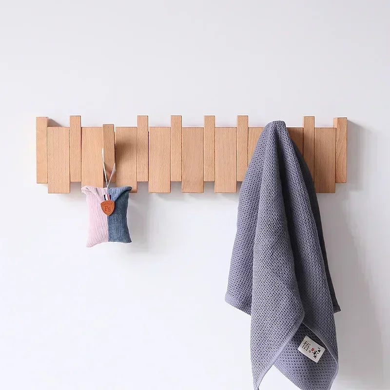 Walnut Coat Racks Wall Hanging Solid Wood Creative Piano Keys Clothes Hook