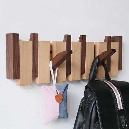 Walnut Coat Racks Wall Hanging Solid Wood Creative Piano Keys Clothes Hook