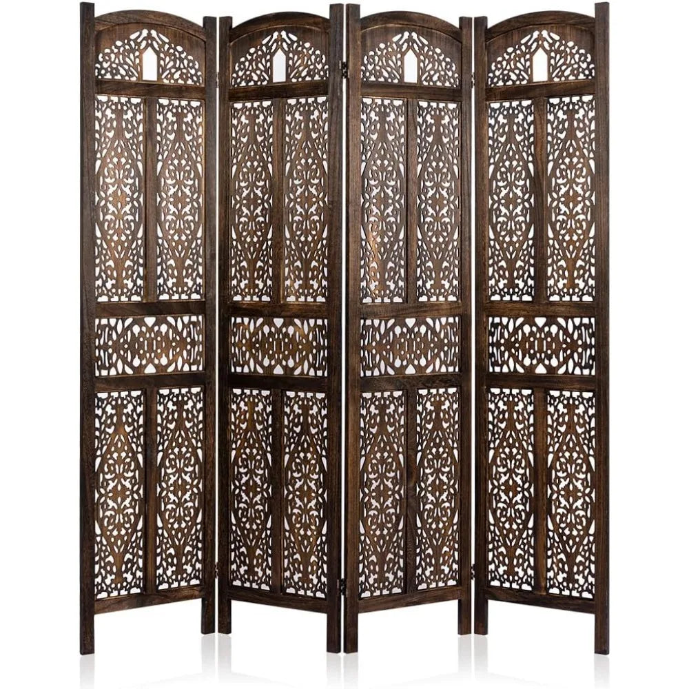 Folding Privacy Screen Partition Walnut Room Divider