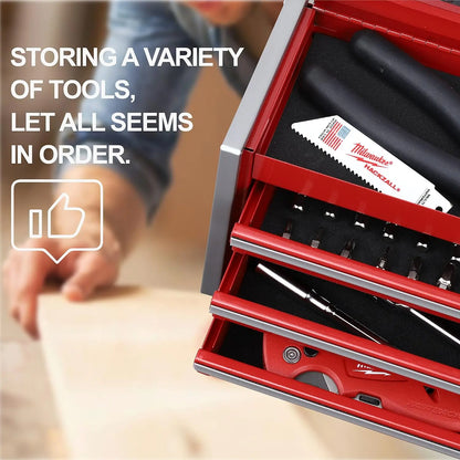 Portable 3 Drawer Steel Tool Box with Magnetic Tab Locking