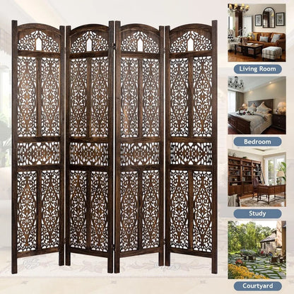 Folding Privacy Screen Partition Walnut Room Divider