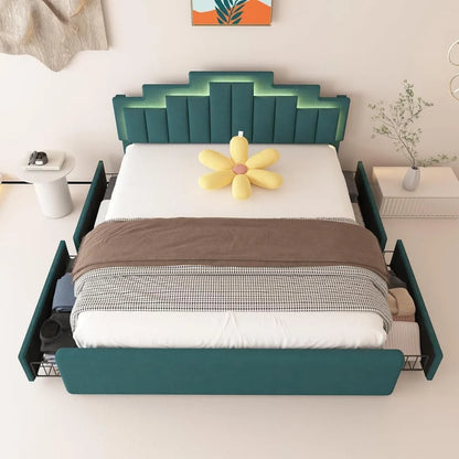 King Size Bed Frame with 4 Storage Drawers