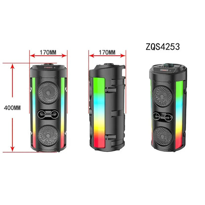 Dual 4-Inch Bluetooth Speakers Home Karaoke Speakers 3D Surround Sound Subwoofer Outdoor Portable Solar Powered Charging Speaker