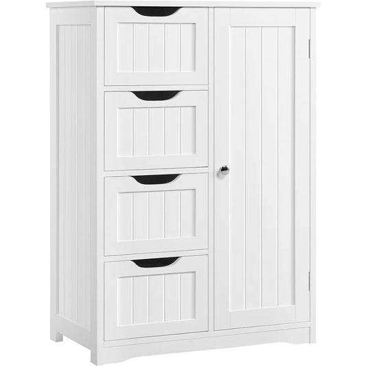 Large Bathroom Floor Cabinet with 4 Drawers and Single Door