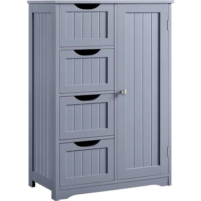 Large Bathroom Floor Cabinet with 4 Drawers and Single Door