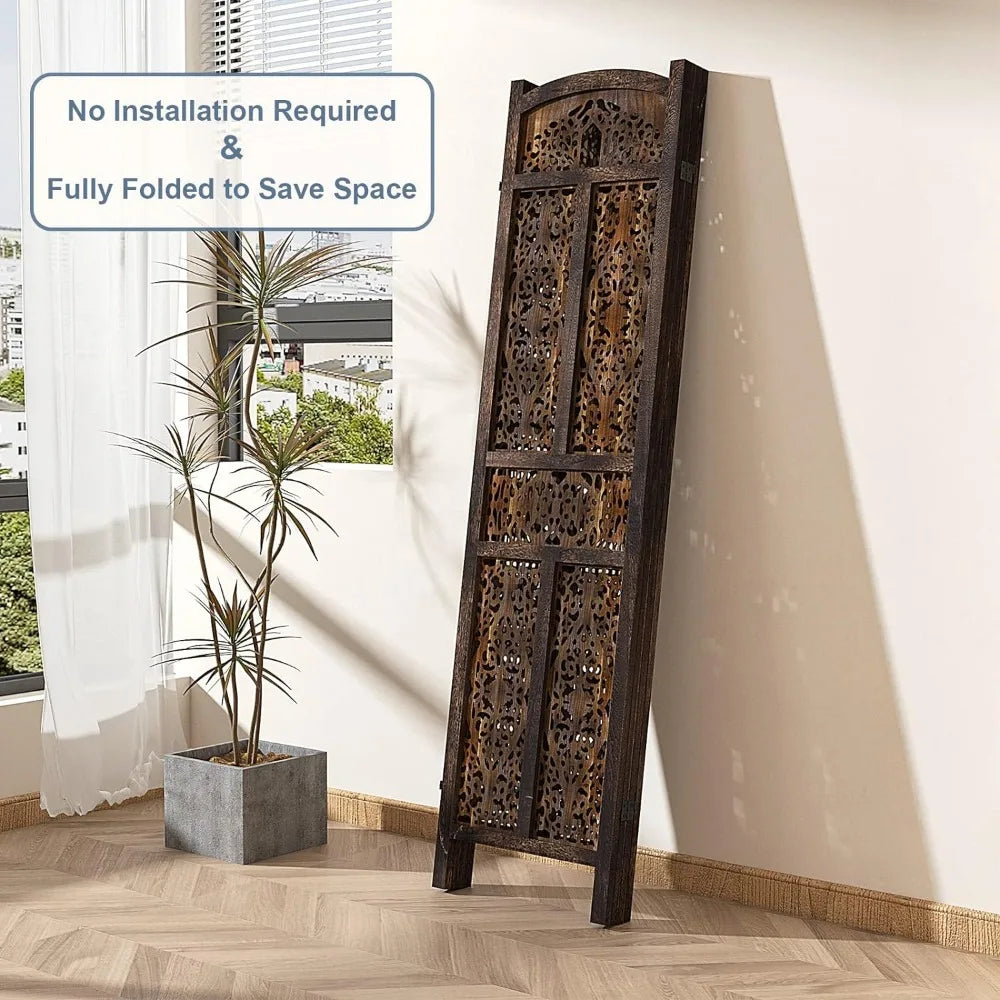 Folding Privacy Screen Partition Walnut Room Divider