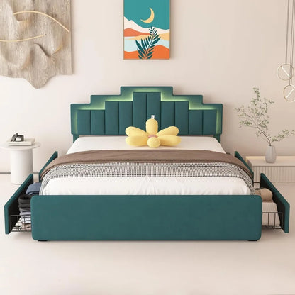 King Size Bed Frame with 4 Storage Drawers