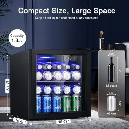 12 Bottle/48 Can Beverage Refrigerator, Wine Cooler/Cabinet