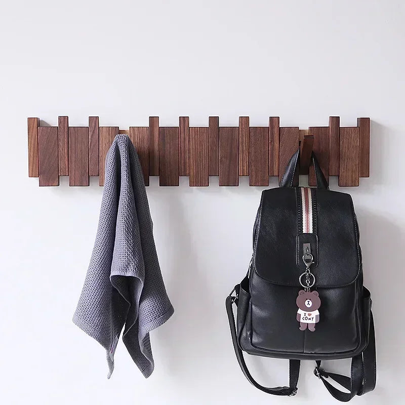 Walnut Coat Racks Wall Hanging Solid Wood Creative Piano Keys Clothes Hook