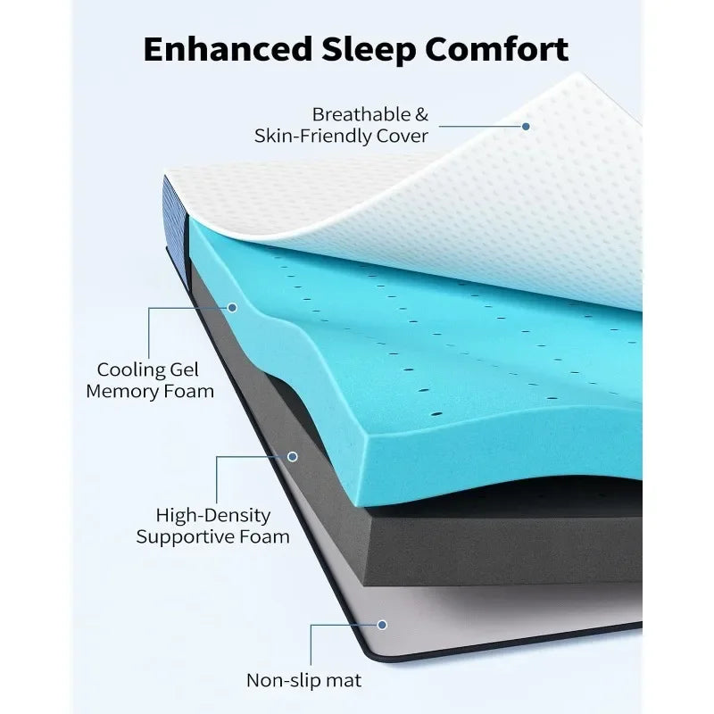 3 Inch Firm Mattress Topper Queen Size, Cooling Gel-Infused Memory Foam