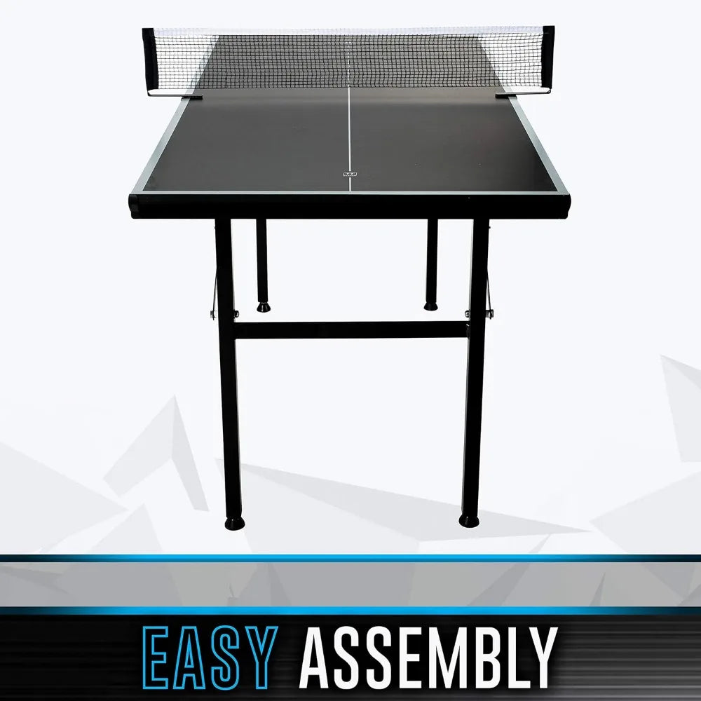 Midsize Portable Ping Pong Table Set with Net,Clipper,Post - 6’ X 3’